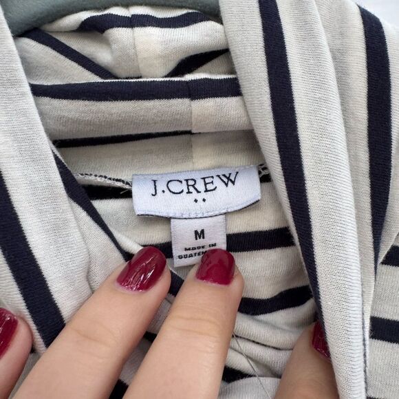 NWT J. Crew Women's Long Sleeve Striped Turtle Neck Top Navy Blue & White Medium - Picture 9 of 9